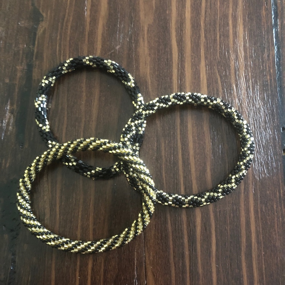 Lily & Laura Black & Gold Beaded Bracelets